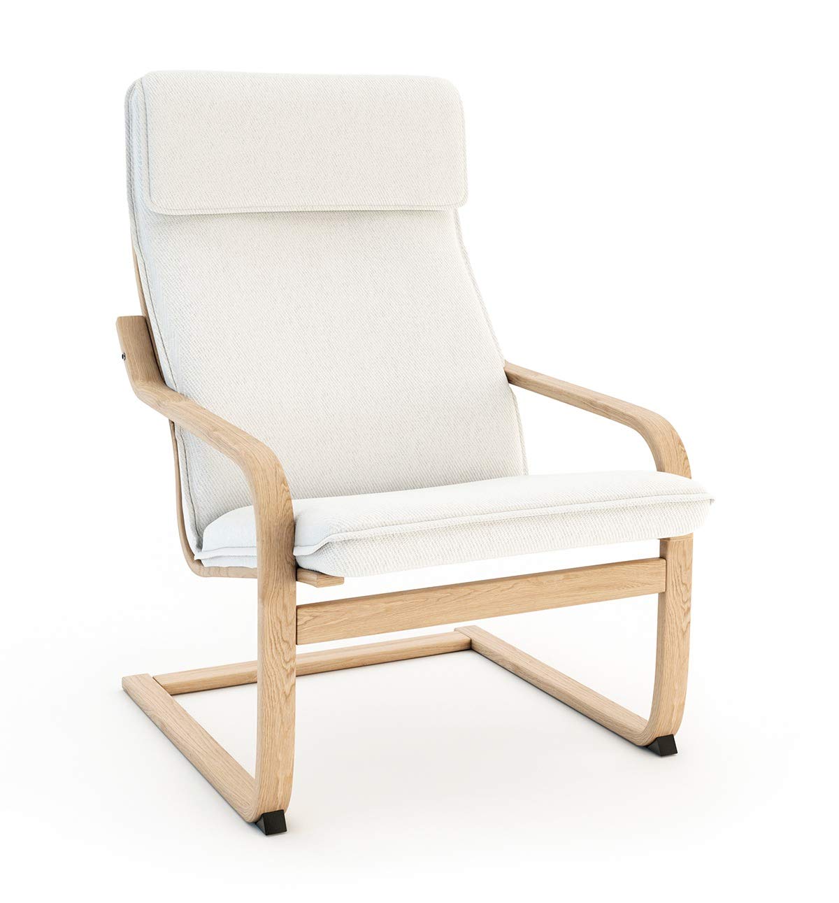 Vinylla Armchair Replacement Cover Made for Ikea Poang Chair (Cushion Design 1, Cotton - White)