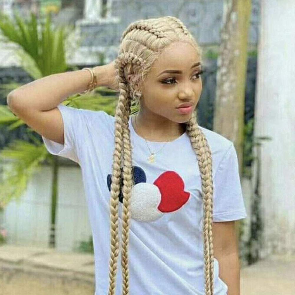 613 Blonde Braided Hair Wigs Long Blonde Lace Front Braids Wig with Baby Hair Afro Braids Box 4 Braided Hairstyles for Black Women Micro Braiding Wig 613 Lace Frontal Drag Queen 30 Inch