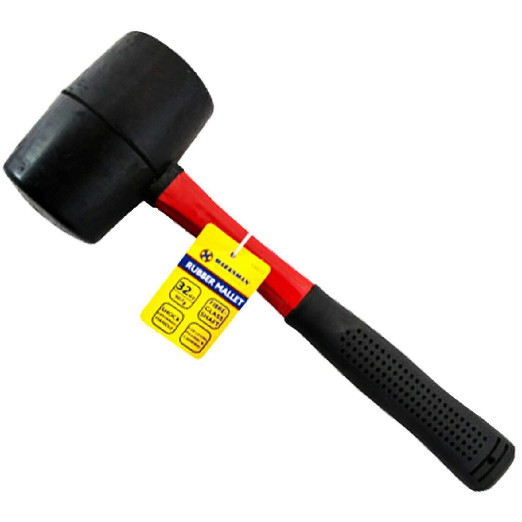 Marksman 8oz 16oz 32oz Rubber Mallet Hammer FIBREGLASS Or Silver Shaft Grip Handle DIY Hand Tools Camping Paving Racking Laying Tiles Construction UK Free P&P (32Oz Rubber Mallet FIBREGLASS (907g))