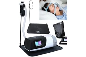 RAWROCK Mask and Tube Hanger Mat for CPAP - Supplies for CPAP for Bedside Organization with Clean Mask Dust Cover - CPAP Hose Holder for Nightstand (Black 2.0)