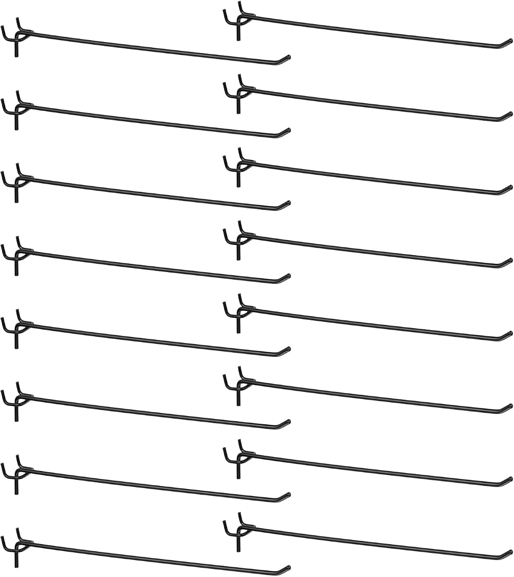 sourcing map 60pcs 12" Stainless Steel Pegboard Hooks J-Shape Wall Mount