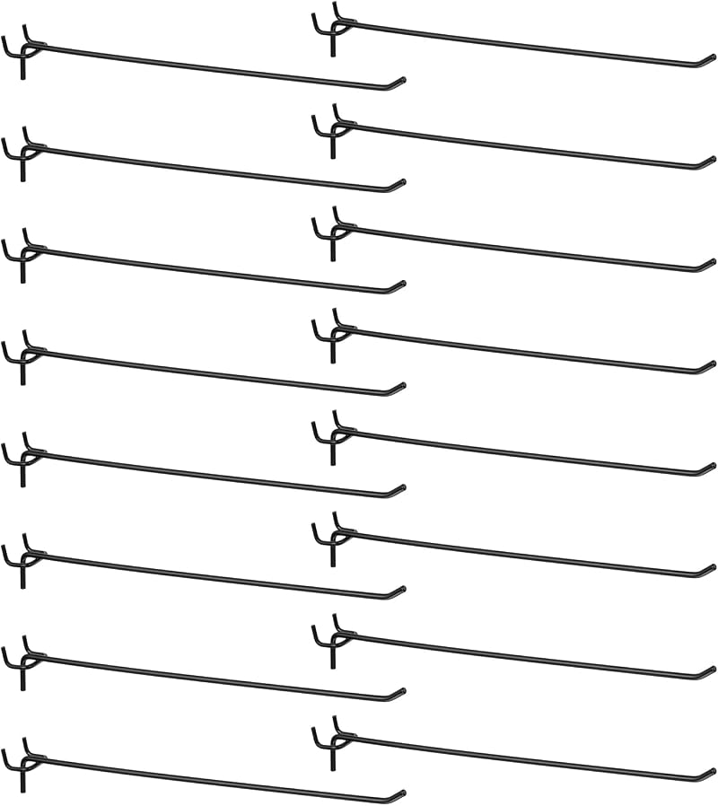 sourcing map 60pcs 12" Stainless Steel Pegboard Hooks J-Shape Wall Mount