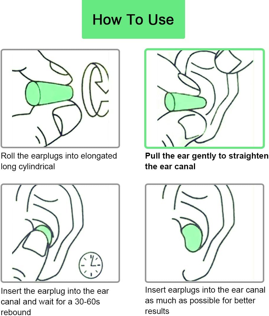 LYSIAN Ultra Soft Green Foam Earplugs 60 Pairs with Reusable Sliicone Earplug, 38dB SNR Ear Plugs, Sleeping, Snoring, Work, Travel and All Loud Events: Health & Personal Care