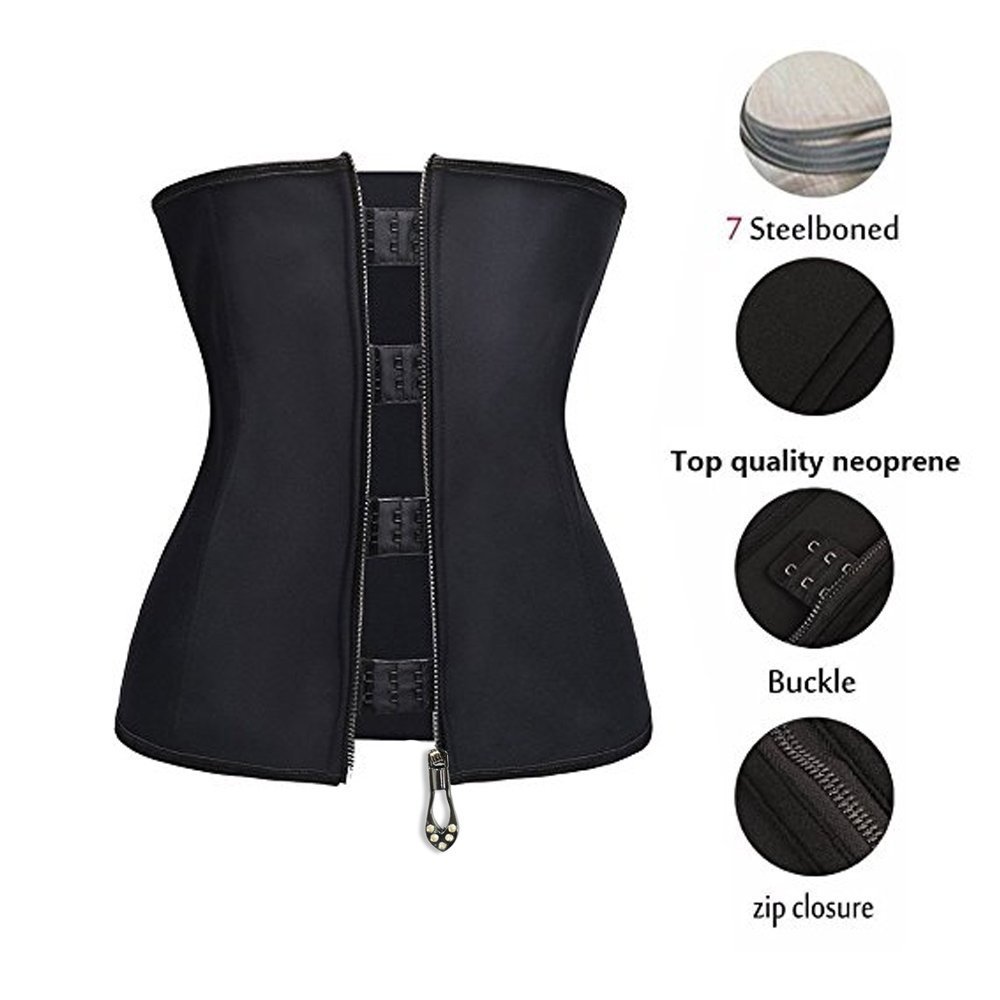 Women Waist Trainer,Women Hot Sweat Weight Loss Neoprene Workout Sauna Suit Corset Trimmer Belt Body Shaper Cincher With Zipper Slimming By Wishesport