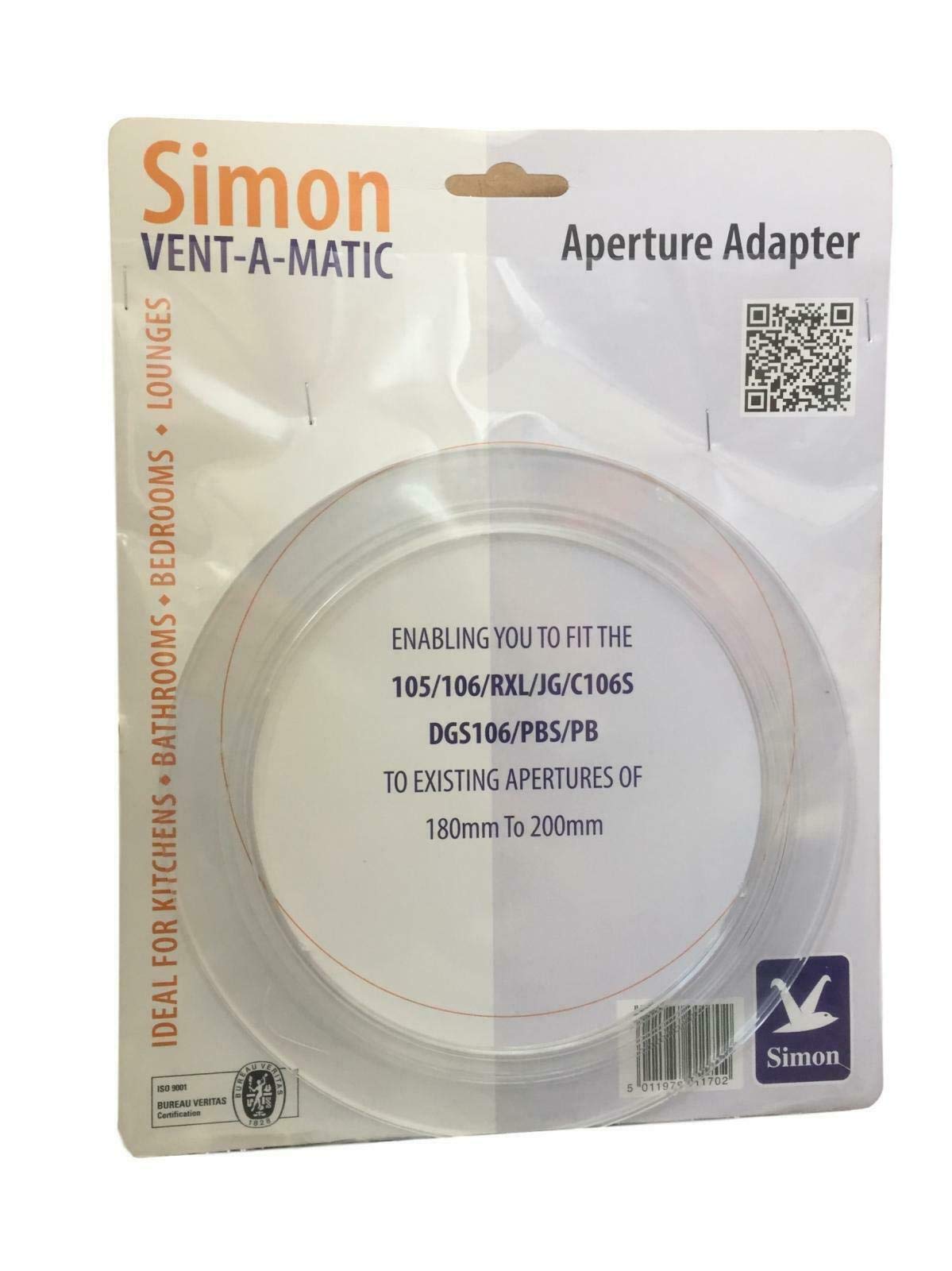 Vent-a-matic Aperture/Adaptor for fitting vents in to holes up to 200mm Model AP