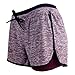 RIBOOM Women Workout Fitness Running Shorts, Double Layer Elastic Waistband Sport Shorts