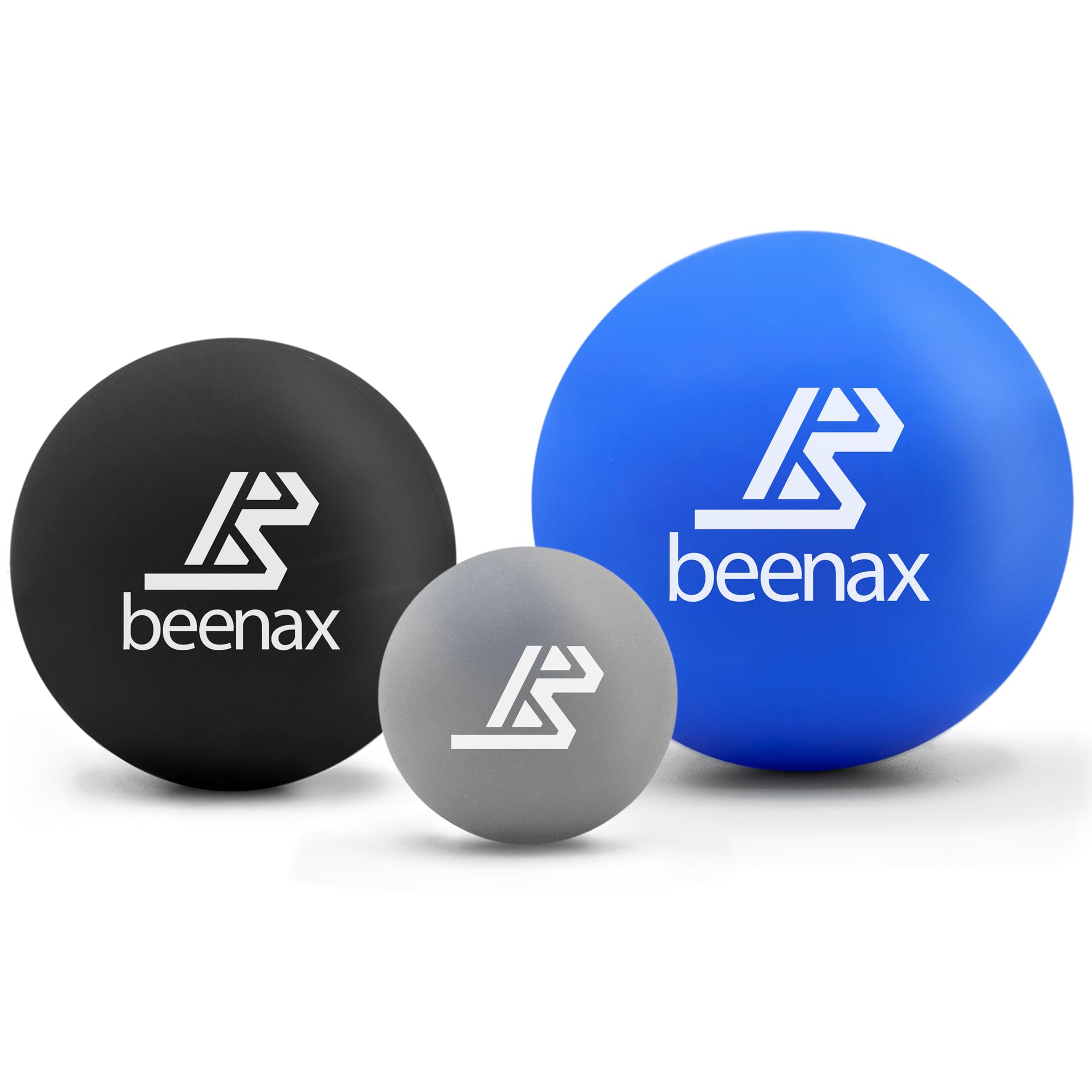 Beenax Lacrosse Massage Ball (Set of 3) - Trigger Point, Myofascial Release, Plantar Fasciitis, Deep Tissue, Yoga, Pilates, Rehab, Physio - Shoulders, Neck, Back, Foot, Body