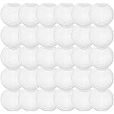 Peywot 30Pcs White Round Paper Lanterns for Home Decor, Restaurant, Church, Wedding, Birthday Party Decorations, Hanging Chinese Japanese Paper Lantern Lamps (6 Inch)
