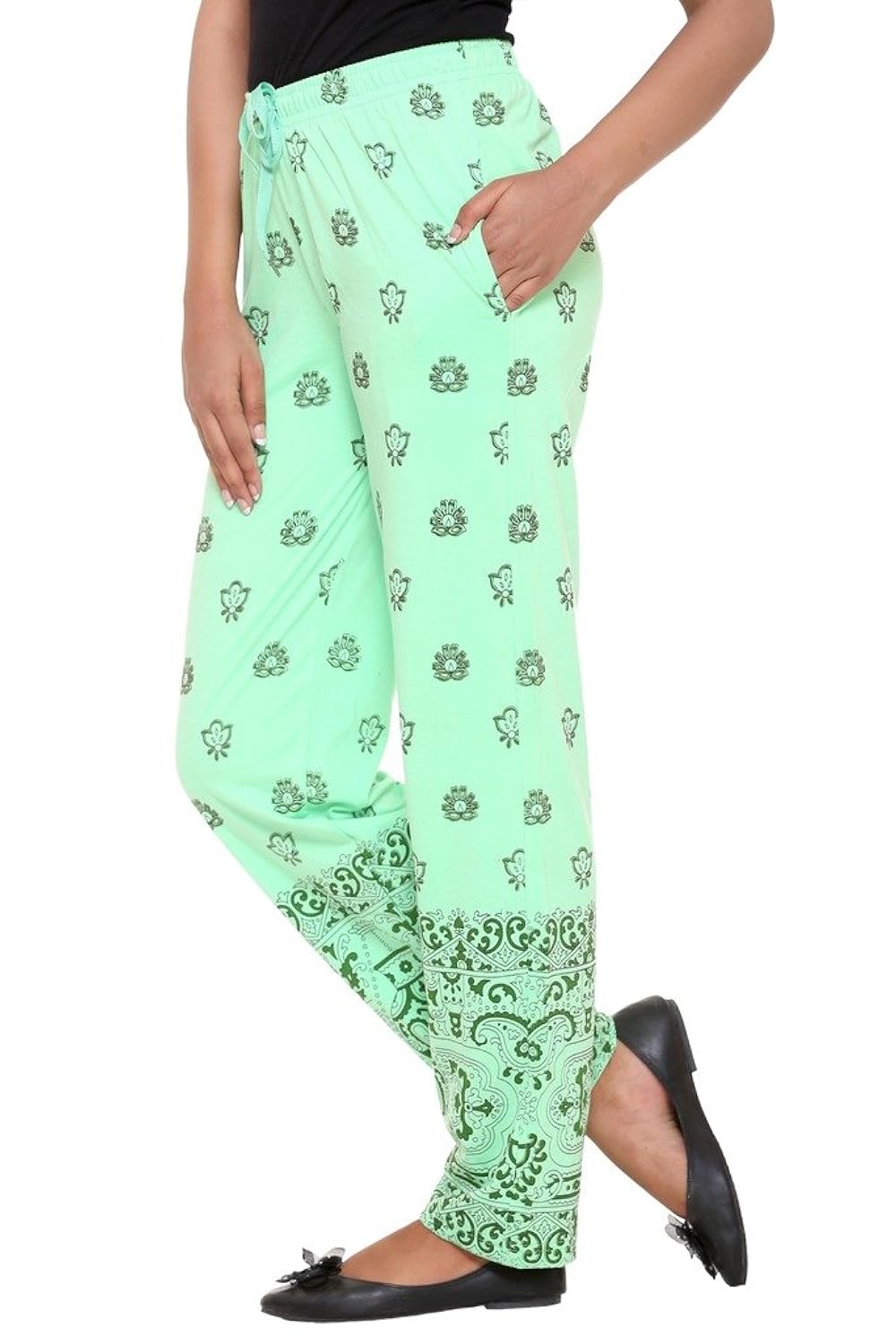 women's cotton blended printed lounge wear - track pants