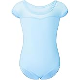 Stelle Leotards for Girls Ballet Dance Leotard Mesh Short Sleeve Gymnastics Outfits for Toddler/Little/Big Kids