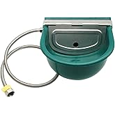 Automatic Water Bowl, Livestock Waterer for Cattle Dog Horse Goat Sheep | 4L Outdoor Animal Drinking Water Trough Bowl with Float Valve &amp; 39.37 Inch Pipe Fit 3/4'' GHT,Drain Plug for Easy Clean