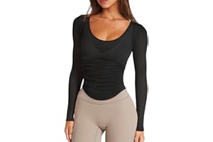 LASLULU Womens Long Sleeve Workout Tops Active Sheer Fitted Open Back Gym Yoga Athletic Running Tops Wrap Top Pilates Outfits