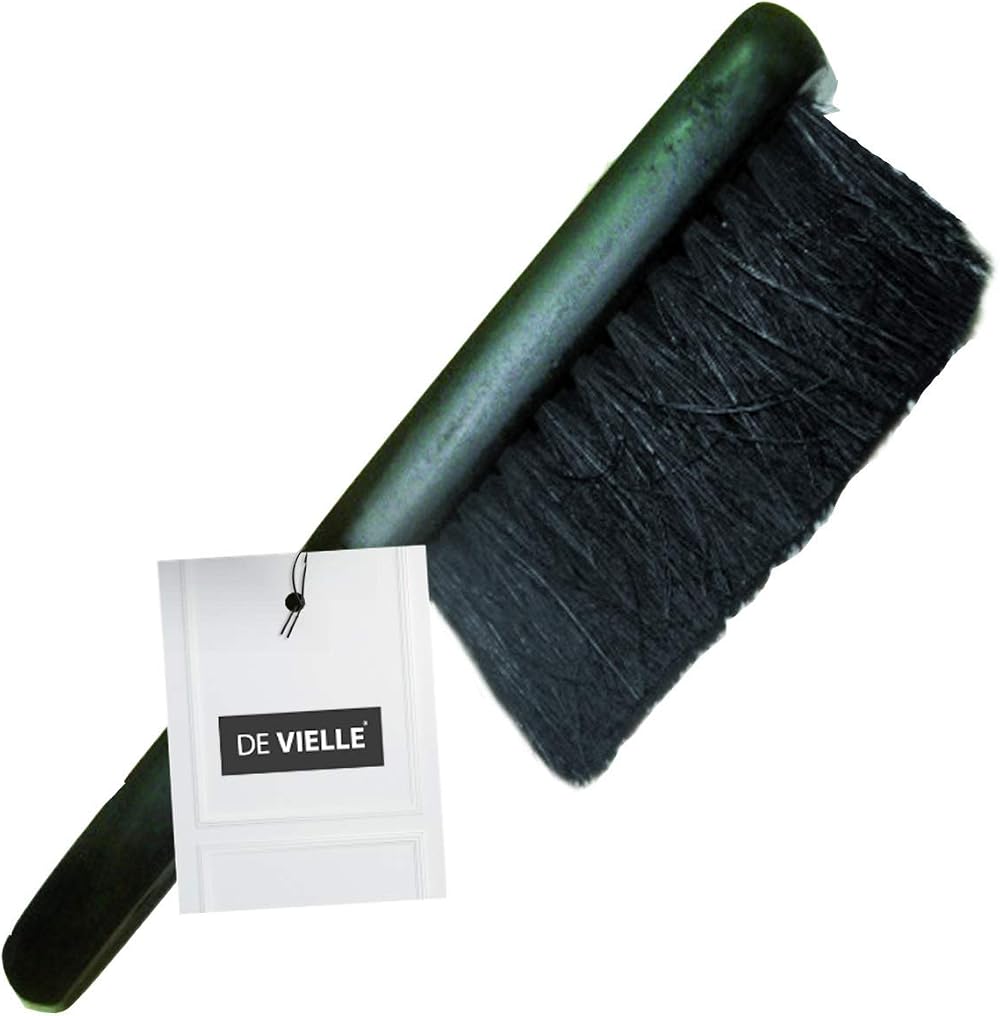 De Vielle Black Fireplace Brush for Banisters and Hearth Cleaning