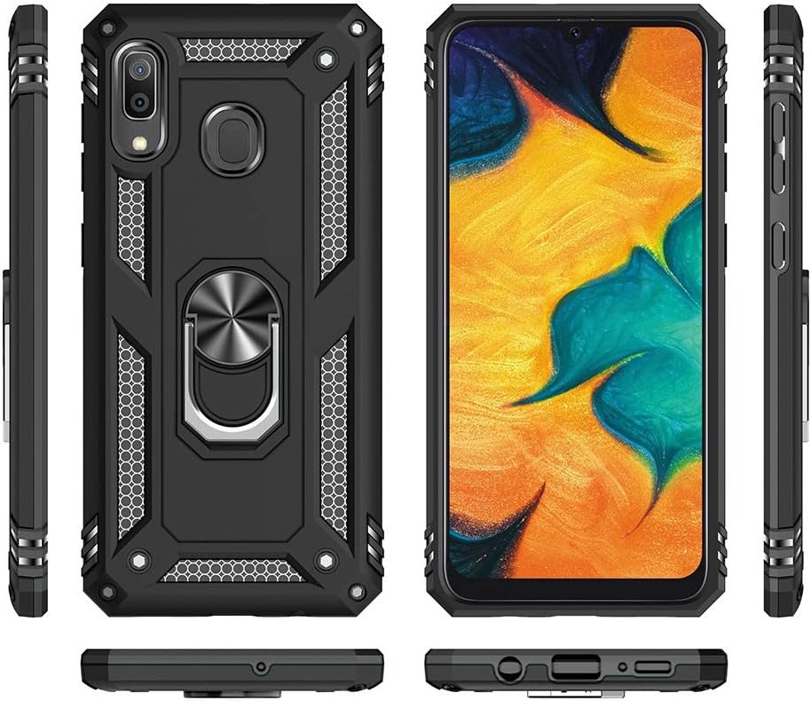 iPhone X Case iPhone Xs Case, Shockproof Tough Armor Phone Cover Case with Ring Magnetic Car Mount Kickstand Slim Fit Full Body Protection Silicone Gel Case for iPhone X/Xs black