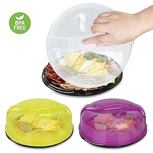 Microwave Plate Cover, NUOSEM Microwave Cover for Food/Dish/Bowl/Microwave Oven - 3pack BPA Free Plastic Lid 10in with Steam Vents Anti Splatter Splash Guard Cover - Improved Easy Grip Microwave Lid
