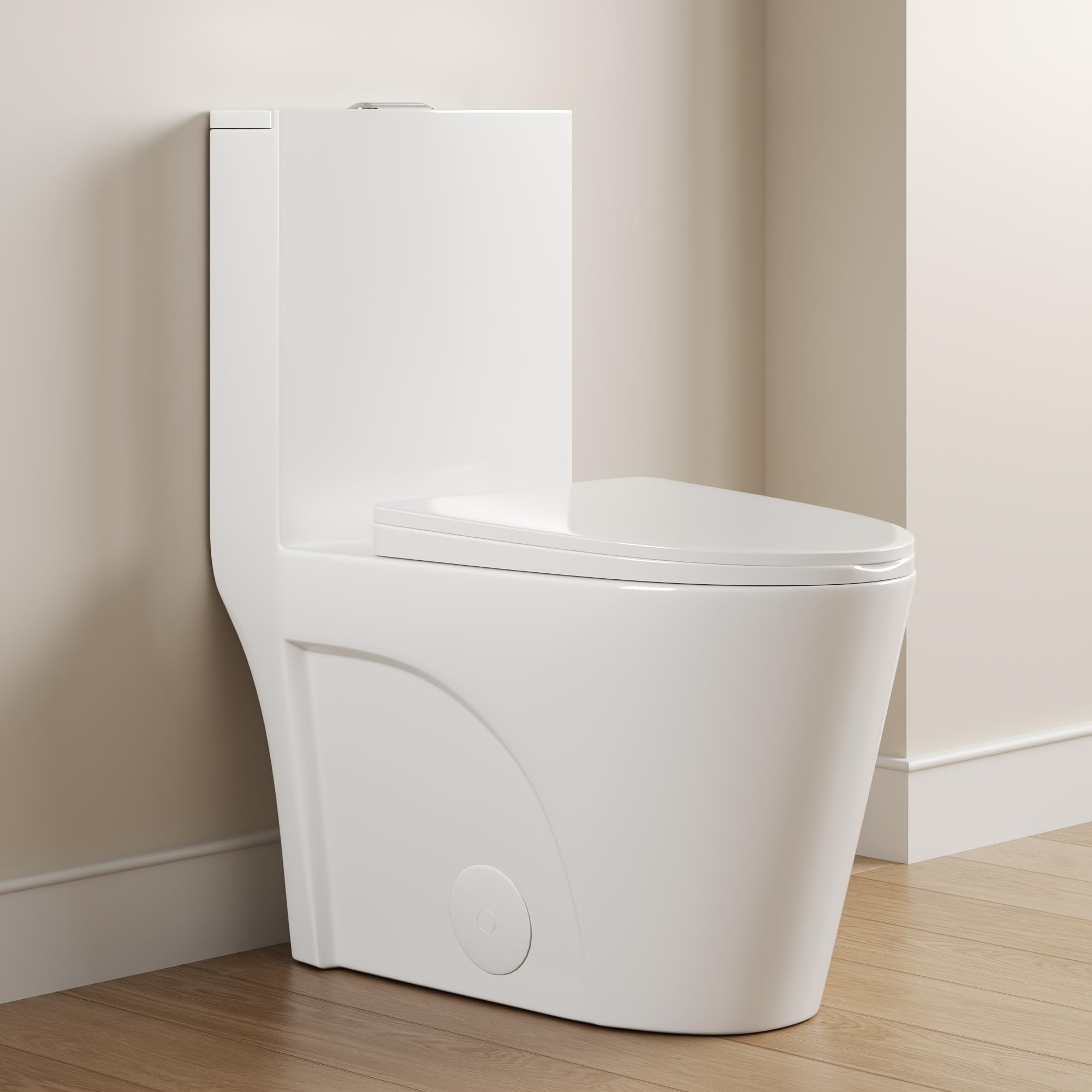 Photo 1 of **MISSING TANK LID**DeerValley Elongated One Piece Toilet for Bathrooms with Comfort Seat Height 17", Power Flush Toilet Bowl 1.1/1.6 GPF and 12'' Rough-In, 2102-1F01
