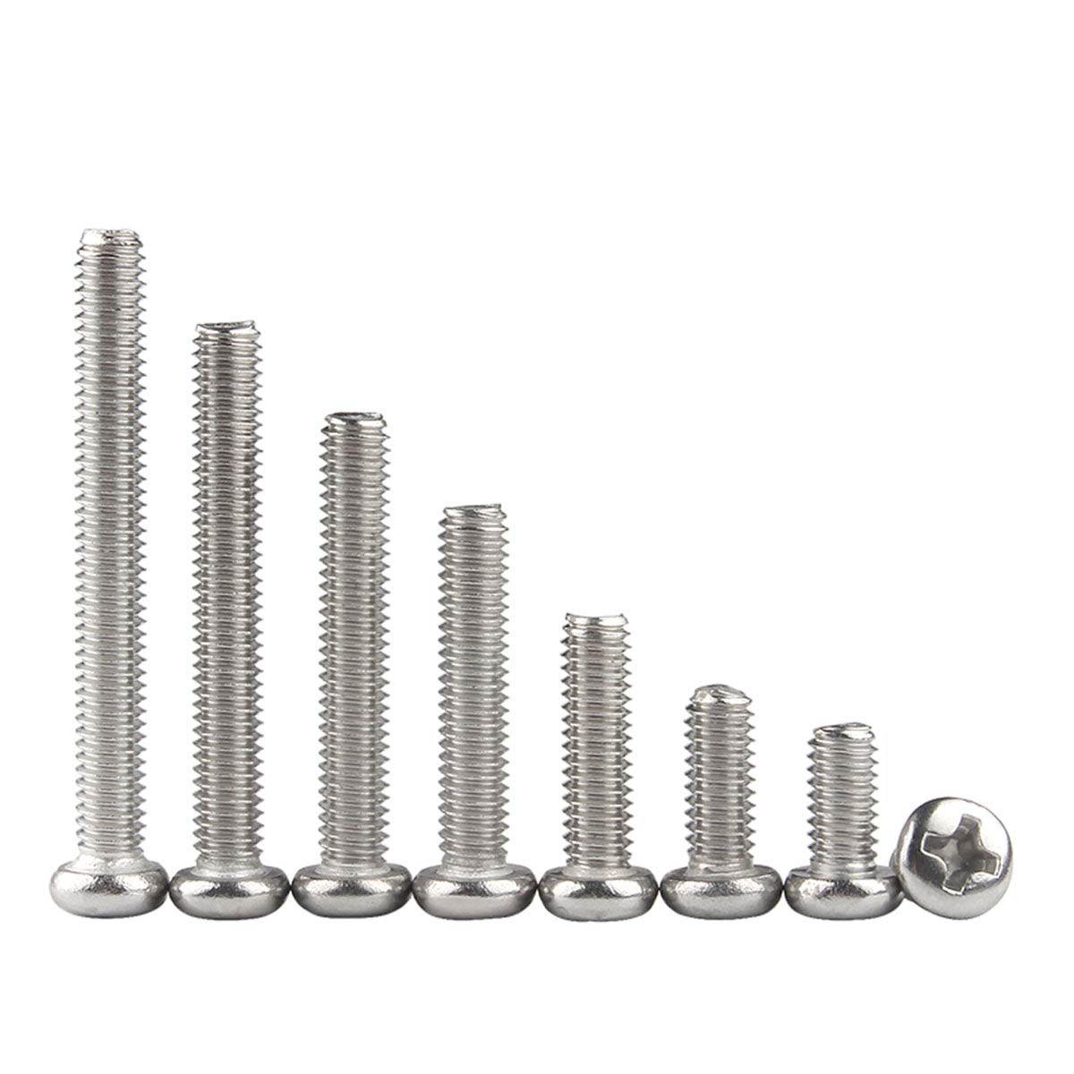 YOFASEN Screw Box - M4 304 Stainless Steel Pan Phillips Cross Round Head Screw Machine Screws, M4*18 100pcs
