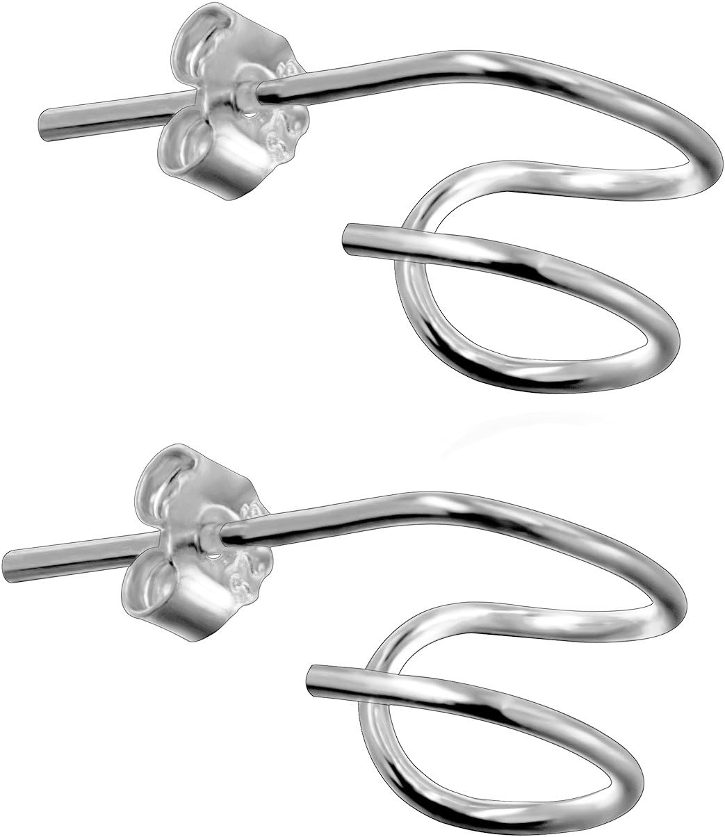 CIShop Minimalist"LEO" Sterling Silver Hoop Hook Stud Earrings