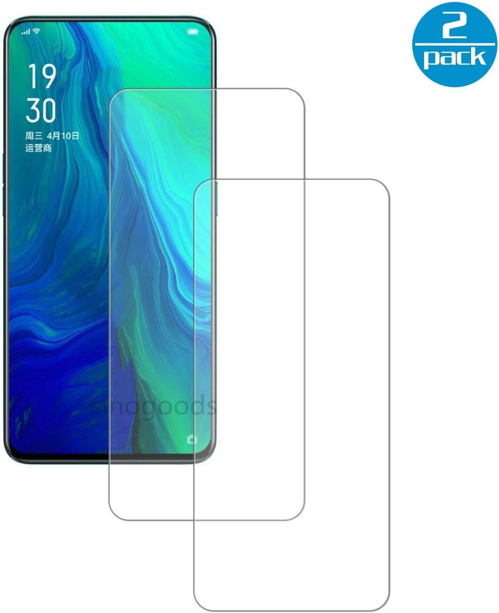sinogoods [2 Pack For Oppo Reno 10x Zoom Screen Protector - [9H Hardness] [Crystal Clear] [Bubble Free] Tempered Glass Screen Protector for Oppo Reno 10x Zoom (Transparent)