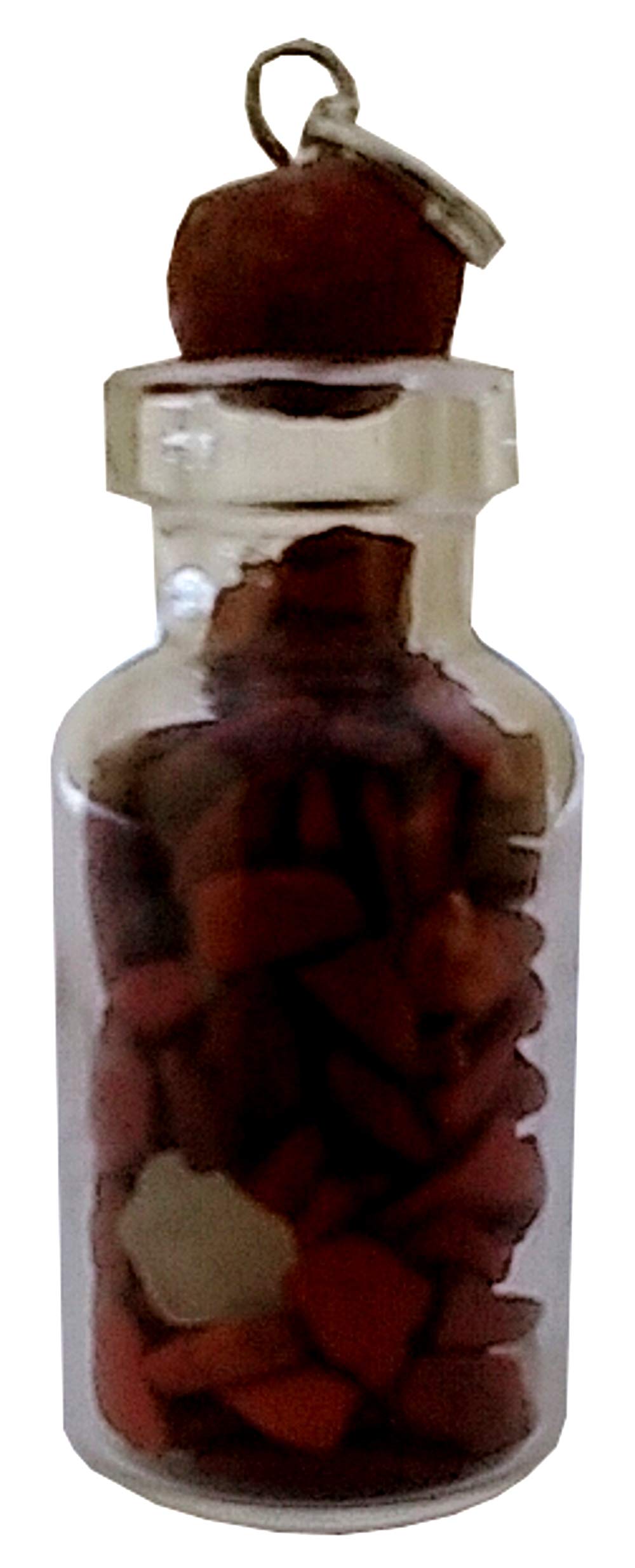 Purpledip Red Carnelian Bottle Pendant: Reiki Energized Natural Crystals, Good Luck Healing Charm (11766)