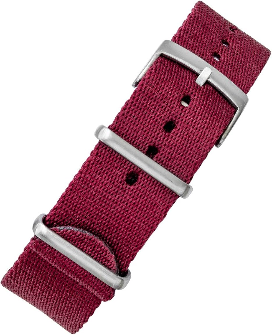 Premium NATO Watch Strap in Burgundy with Brushed Hardware (20mm