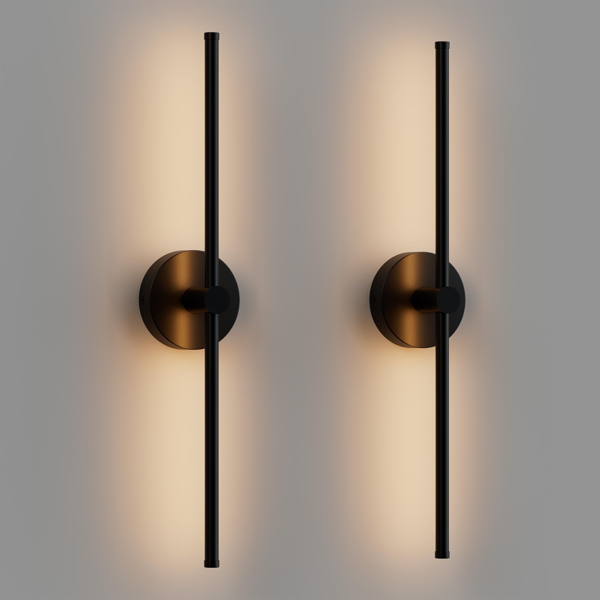 Photo 1 of ZAGO 24 Inch LED Indoor Linear Wall Sconces Set of Two, 3CCT Switchable, Matte Black, Hardwired and Wall Mounted, Dimmable for Living Room, Hallway, Bedroom, 120-277V, 14W, 900LM, ETL Certified