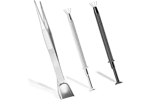 HARSKIYER 3 Pc Piercing Ball Grabber Tool Set, Stainless Steel 4 Claw Jewelry Precision Tools, Diamond Locking Tweezers for Tiny Objects IC Chip Electronic Components