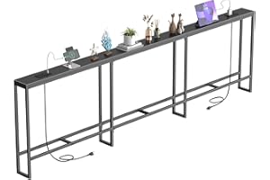 SANXUO 102 Inch Extra-Long Narrow Console Table with Charging Station (2 Outlets + USB-C), Sofa Table,Behind Couch Table with