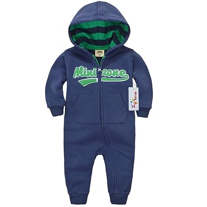 Vine Maedchen Jungen Overalls mit Kapuze Hoodie Jumpsuit Kinder Strampler Spielanzug Langarm-Body Trainingsnazug Reißverschlu