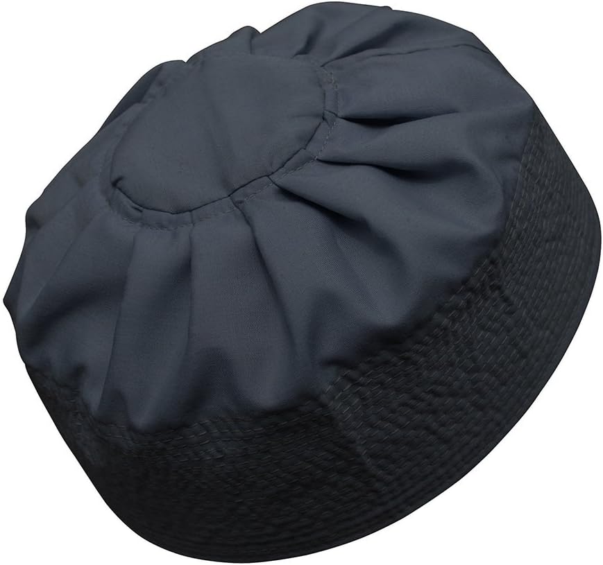 TheKufi White Cotton Pleated Top 3.5in Tall Fabric Kufi Prayer Cap Beanie