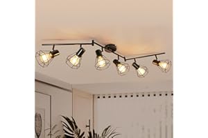HiBay 6-Light Track Lighting, Directional Rotatable Ceiling Light Fixture, Black Farmhouse Track Spotlight for Kitchen, Bedroom, Living Room, E26 Base (Bulbs Not Included)