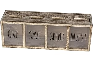 Generic Give Save Spend Invest Piggy Bank Money Saving Box Space Saving with 4 Compartments for Collection Halloween Bedroom 