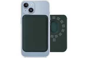 vyaji Mag Safe Wallet with Double-Row Magnets - Minimalism Leather Mag Safe Card Holder - Slim Magnetic Wallet for iPhone 15/14/13/12 Series Model and Magsafe Case - Max Fit 3 Cards Dark Green