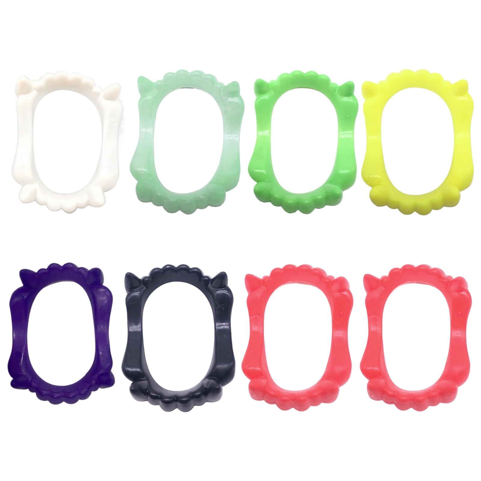 DVOFU 8Pieces Vampire Teeth Multicolor Plastic Fake Fangs Dentures Masquerade Party Teeth Werewolf Zombie Fangs Cosplay Props for Kids Adult Party Decorations