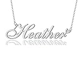 AOLO Heather Heart Name Necklace Silver Stainless