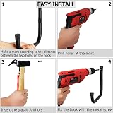 pipabiba Heavy Duty J Hooks 6 Pack Wall Mount Steel Utility Hanger 12x10cm view 7
