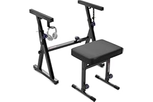 Liquid Stands Portable Heavy Duty Digital Piano Stand & Bench Set - Adjustable Keyboard Music Stand & Seat for 54-88 Key Electric Pianos