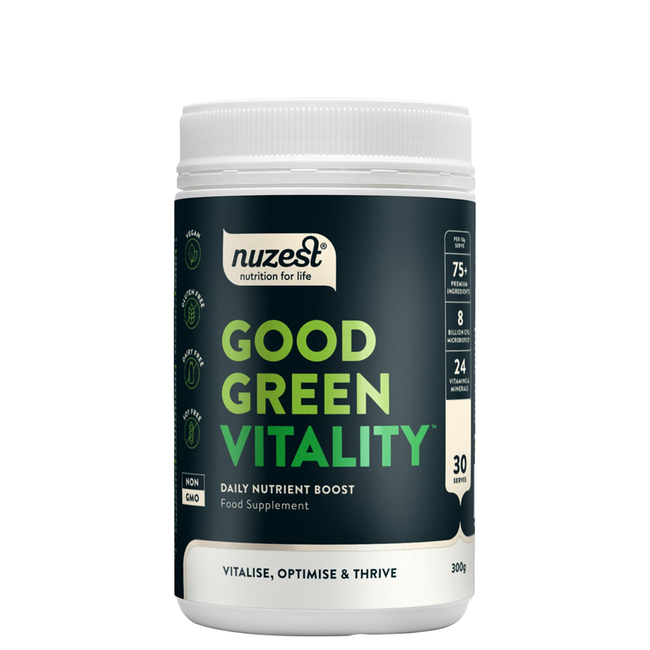 Greens Powder by Nuzest – Good Green Vitality – Filled with Vitamins, Minerals & Superfoods – Vegan Multivitamin Greens Drink - Gluten Free - Dairy Free - 300g - 30 Servings