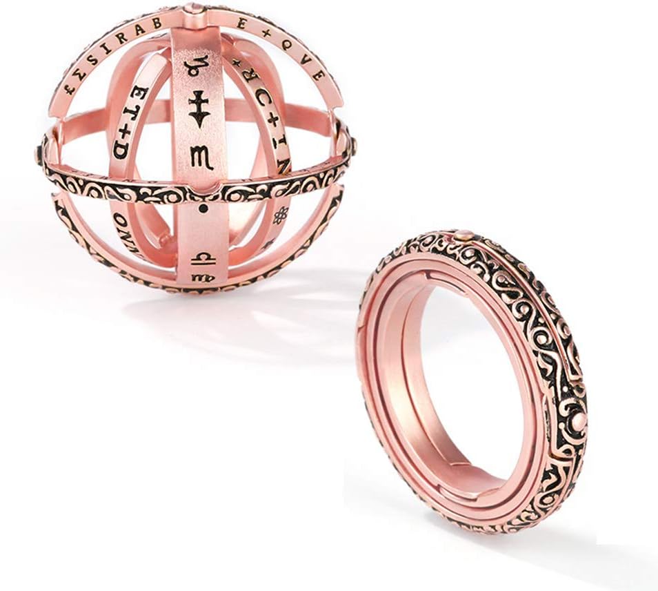 Yellow Gold Rings Astronomical Sphere Ball Ring Sterling Silver Look at Stars Fashion Rings Personality Jewelry Gifts for Lover Women Men