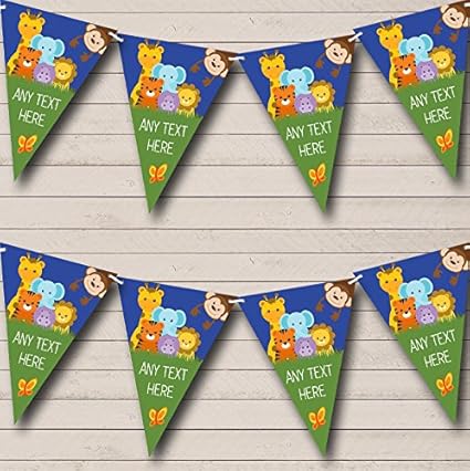 Amazon Com Cute Jungle Animals Personalized Baby Shower Bunting Amazon Com Cute Jungle Animals Personalized Baby Shower Bunting
