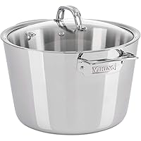 Viking Culinary 3-Ply Stainless Steel Stock Pot, 8 Quart, Includes Glass Lid, Dishwasher, Oven Safe, Works on All Cooktops in