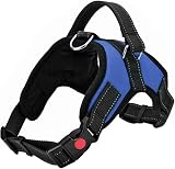FYY Dog Harness No Pull Adjustable Reflective Breathable Vest L Blue