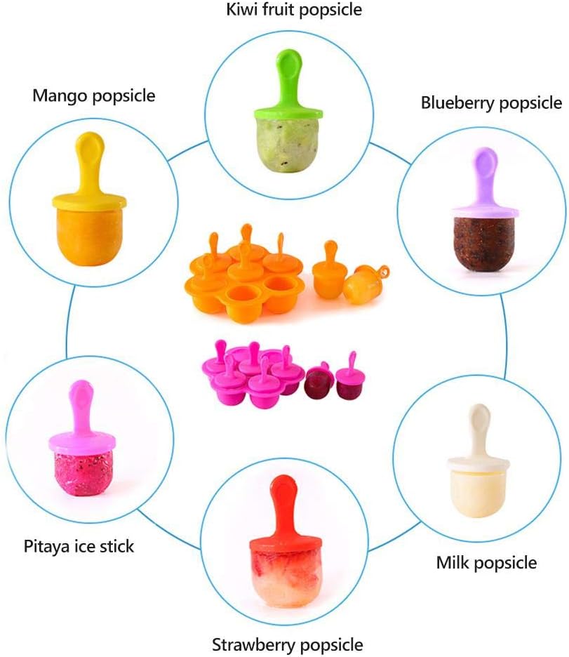 Hamkaw Popsicle Moulds Silicone Ensemble De 14 Moules Pour Boissons Glacees Pour Bebes Sans Bpa Fabricant De Boissons Glacees Avec Support Pour Congelateurs A Glace A Degagement Facile Cuisine Maison Couteaux