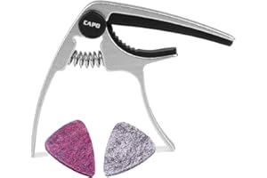 BESTSOUNDS UKULELE CAPO - 4 String for Soprano, Concert Ukulele Zinc Alloy Professional Capo Lightweight Feeling with 2pack Ukulele Felt Picks (Silver)