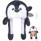 Funny Plush Animal Hat with Ears Moving Jumping Pop Up Beating, Floppy Moving Ears Hat for Women Christmas Dress Up