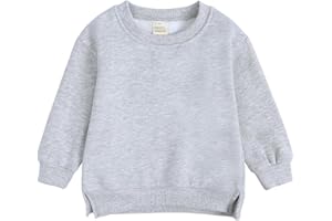 RUKOSU Toddler Baby Boy Girl Fleece Pullover Sweatshirt Solid Color Crewneck Blouse Shirt Tops Warm Fall Winter Clothes