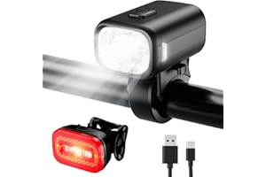 KCCYB Bike Light Set, IPX5 Waterproof Front and Rear Rechargeable Bicycle Lights with Smart Brake Lights for Adults Night Cyc