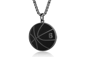 Susook Basketball Number Necklace for Boys Black Stainless Steel Basketball Charm Pendant Personalized PH4:13 Bible Verse I Can Do All Things Sport Jewelry Gifts for Men