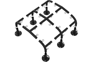 Neorexon 1 3/8'' Canopy Fittings for 6 Leg Carport Frame Parts, Black Canopy Pipe Fittings with Eye Bolts, Carport Frame Kit Low Peak Connectors with 156 Degree Angle(15Pcs)