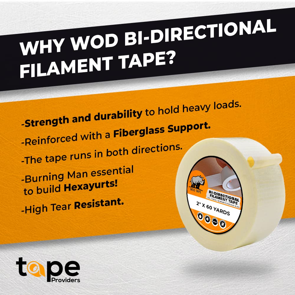 WOD BFST47 BiDirectional Filament Strapping Tape, 6 Inch X 60 Yds